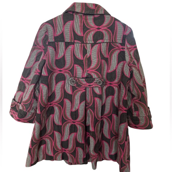 Elevenses Anthropologie Paisley Pink Grey Peacoat Sz 12 NWOT Winter Coat - Picture 3 of 9